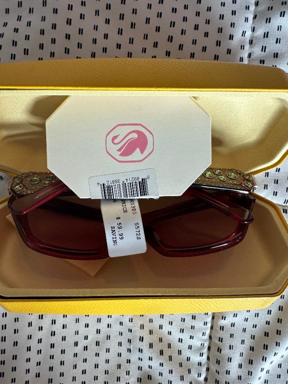Swarovski SK0380 Crystal Embellished Cat Eye Sunglasses Red 55mm NWT